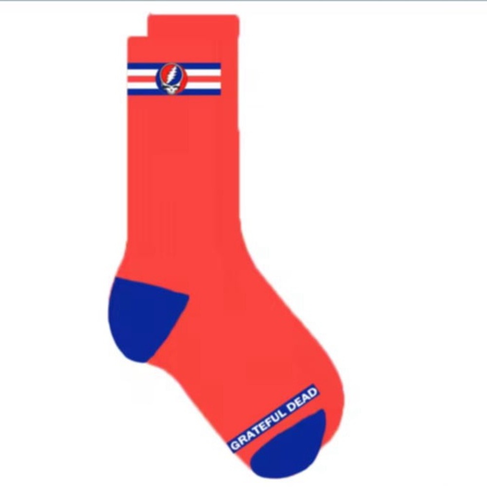 Grateful Dead Red and Blue Embroidered Casual Socks